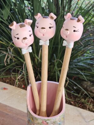 Colher de Pau Coleção Shabby Pig
